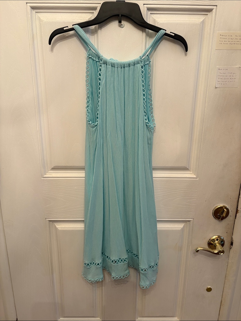 Light Blue Lace-Trim dress/swim suit cover with pockets